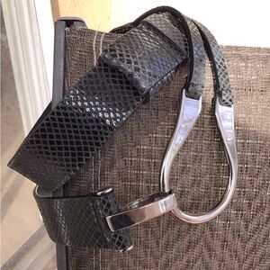 Chico’s Black Snakeskin Leather Belt